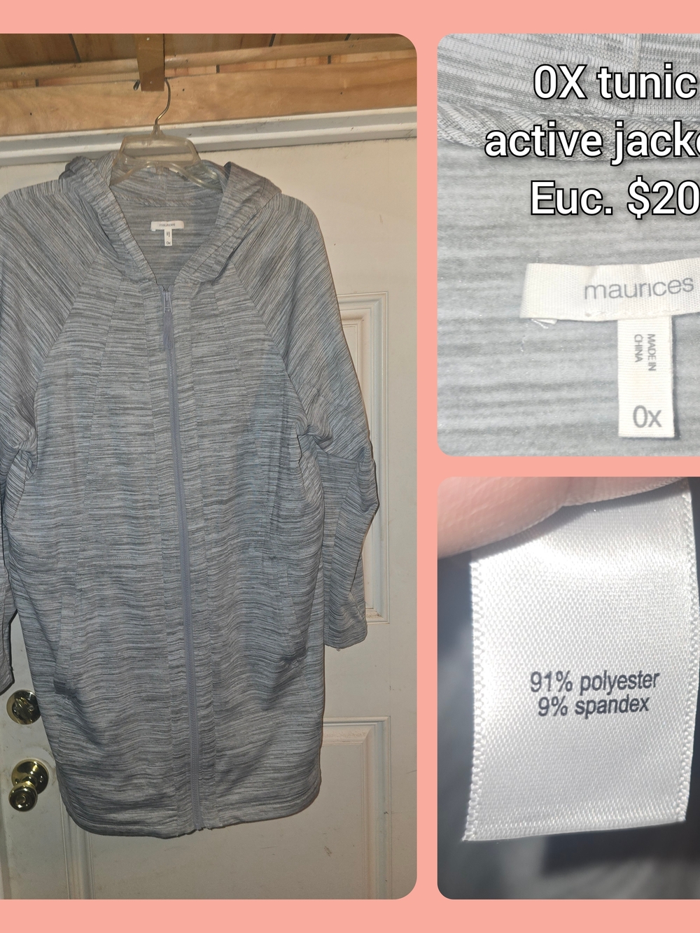 Maurices Light Gray Heathered Zip Hoodie Jacket
